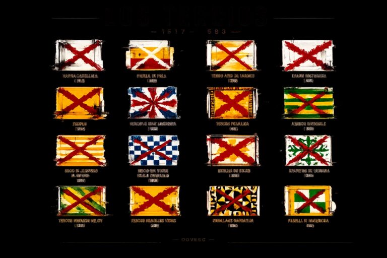 Diseño Los Tercios 1517-1693, mosaico con escudos de los Tercios españoles