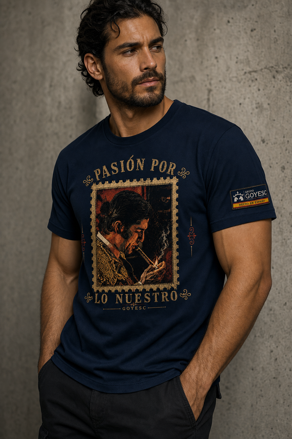 Camiseta Morante El Ritual de arte taurino en color azul marino · GOYESC, Hecho en España