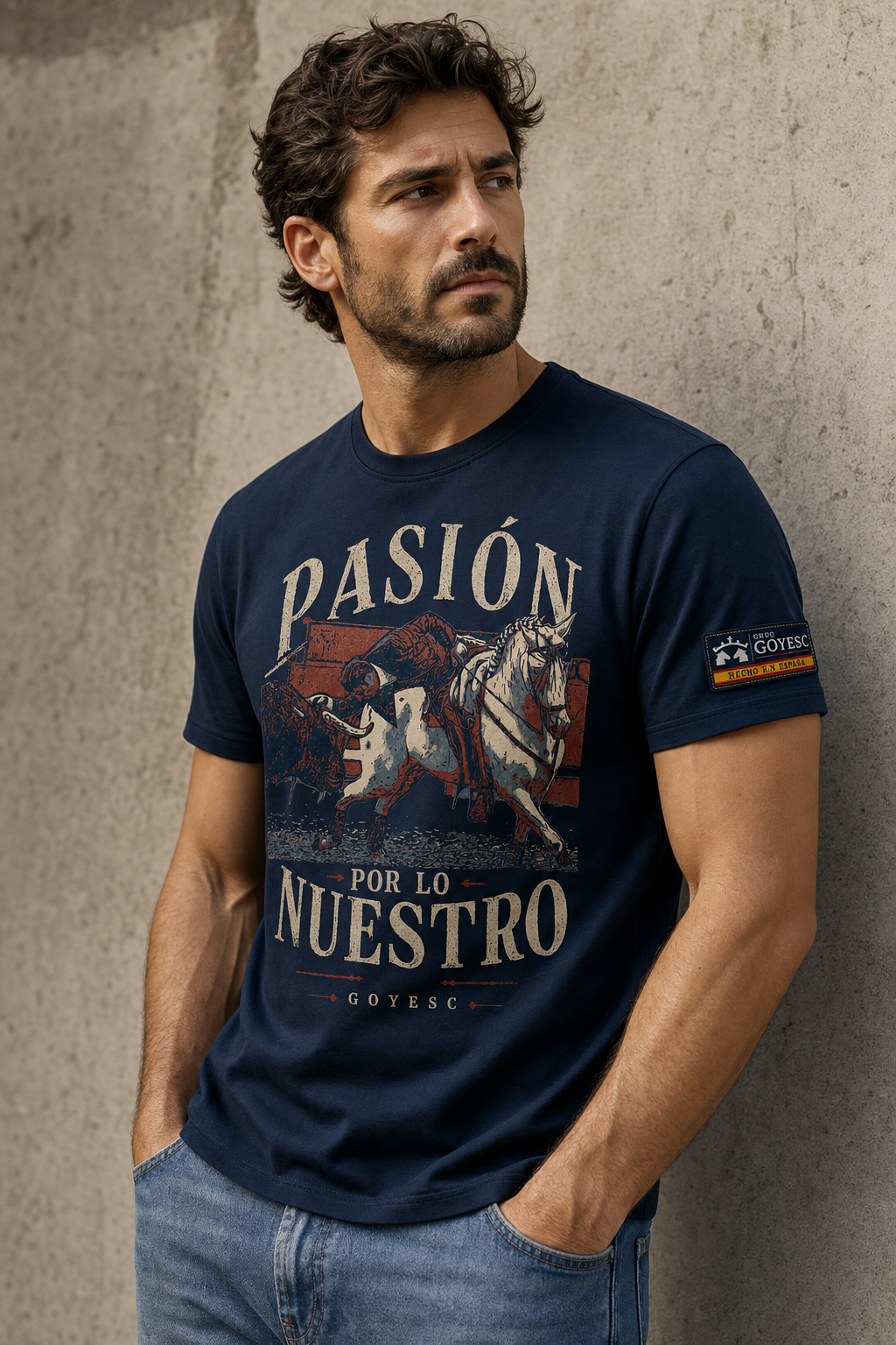 Camiseta Andy Cartagena El Rejoneo de arte taurino en color azul marino · GOYESC, Hecho en España